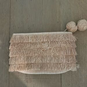 Mar Y Sol fringe clutch with Pom Pom detail - LIKE NEW